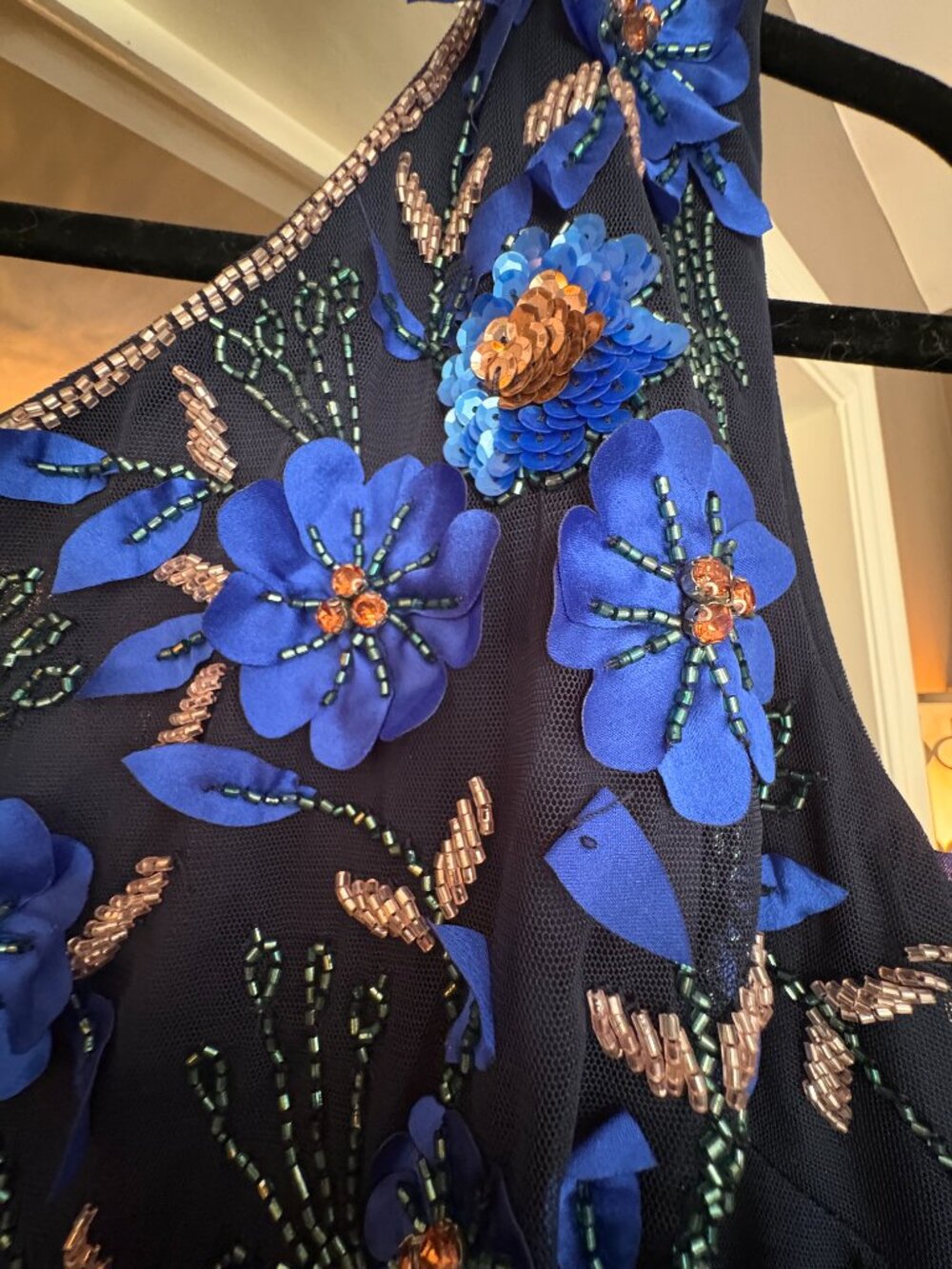 NWT Adriana Papell 3D Floral Beaded One-Shoulder A-line Gown. Size 4 - Picture 8 of 16